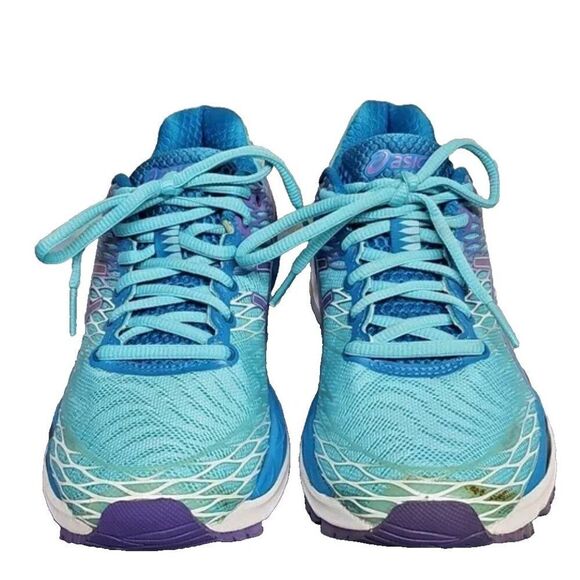 Excellent Condition ASICS GEL Nimbus 18 Womens 7 US 38 Medium Running Shoes Blue - Picture 3 of 12